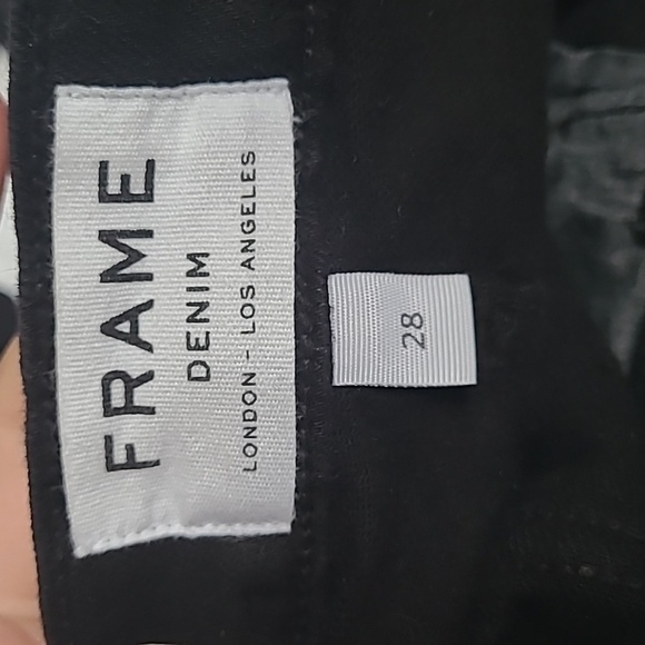 FRAME Le Cutoff Cuffed Mid-Rise Denim Shorts black Size 28 - Picture 10 of 11